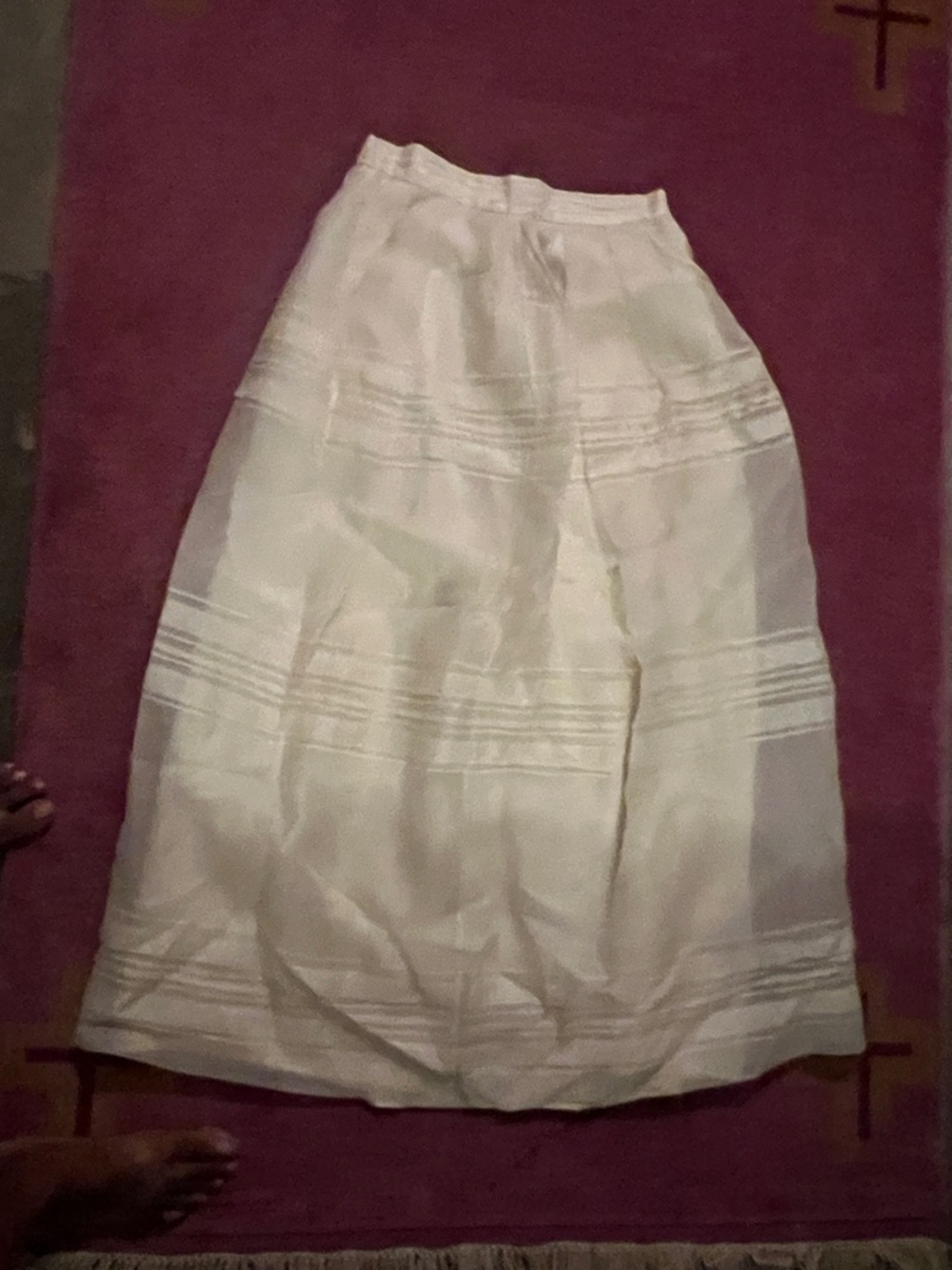 Classic White Maxi Skirt with Pintuck Detail 100 💯 silk